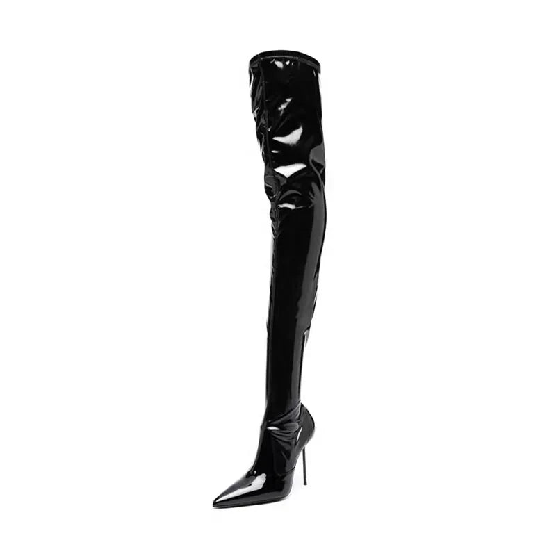 Black Patent Leather Over the knee Boots