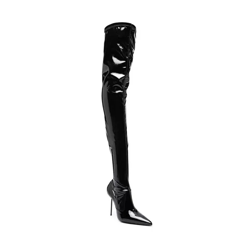 Black Patent Leather Over the knee Boots