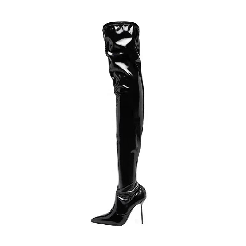 Black Patent Leather Over the knee Boots