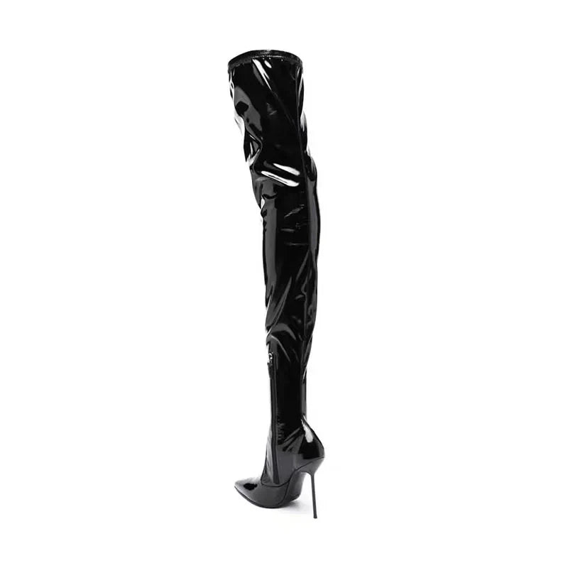 Black Patent Leather Over the knee Boots