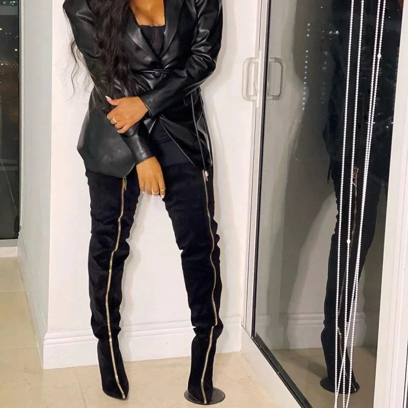 Black Suede trouser legs Boots