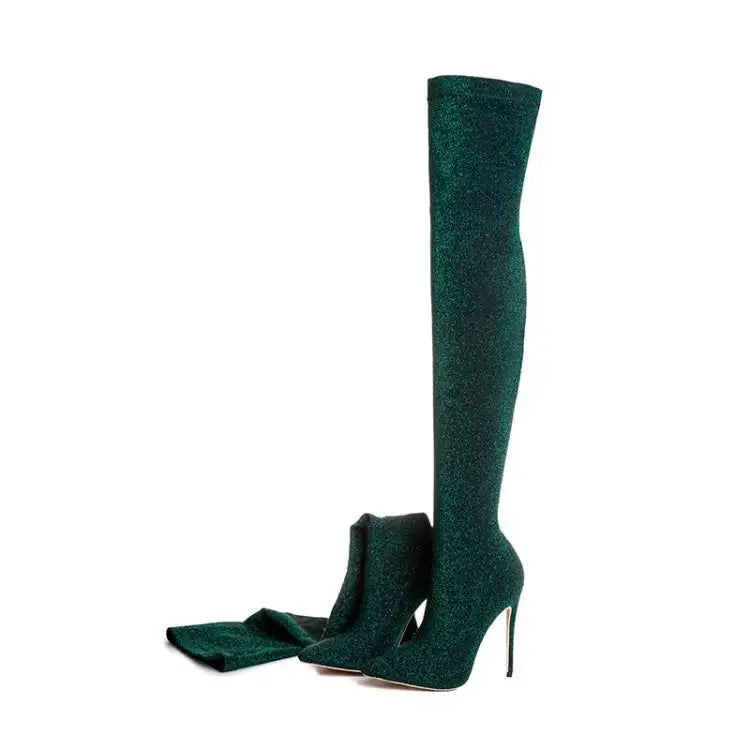 Elastic cloth Over the knee Boots