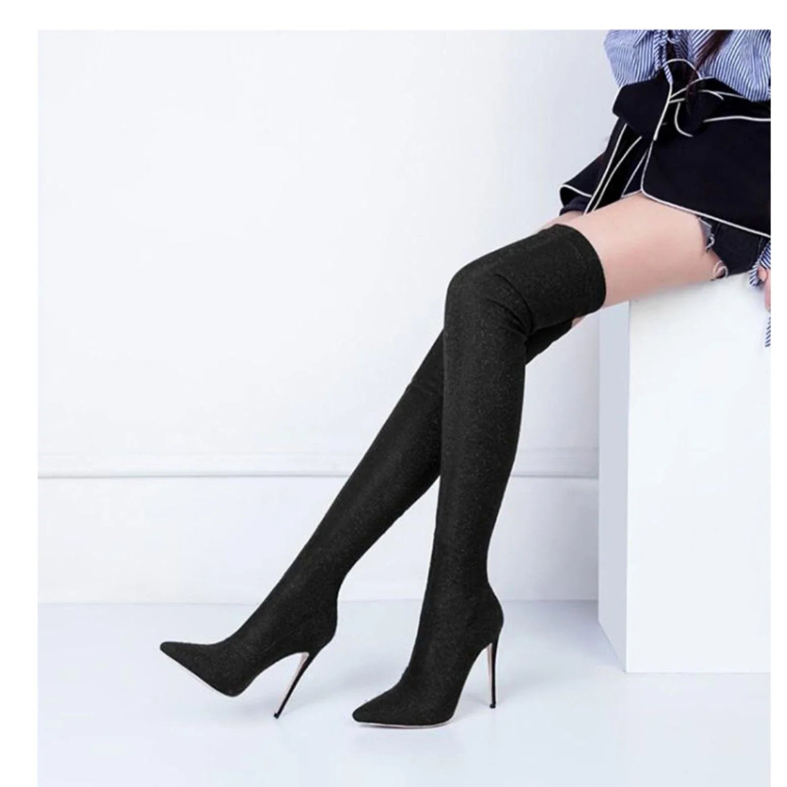 Elastic cloth Over the knee Boots