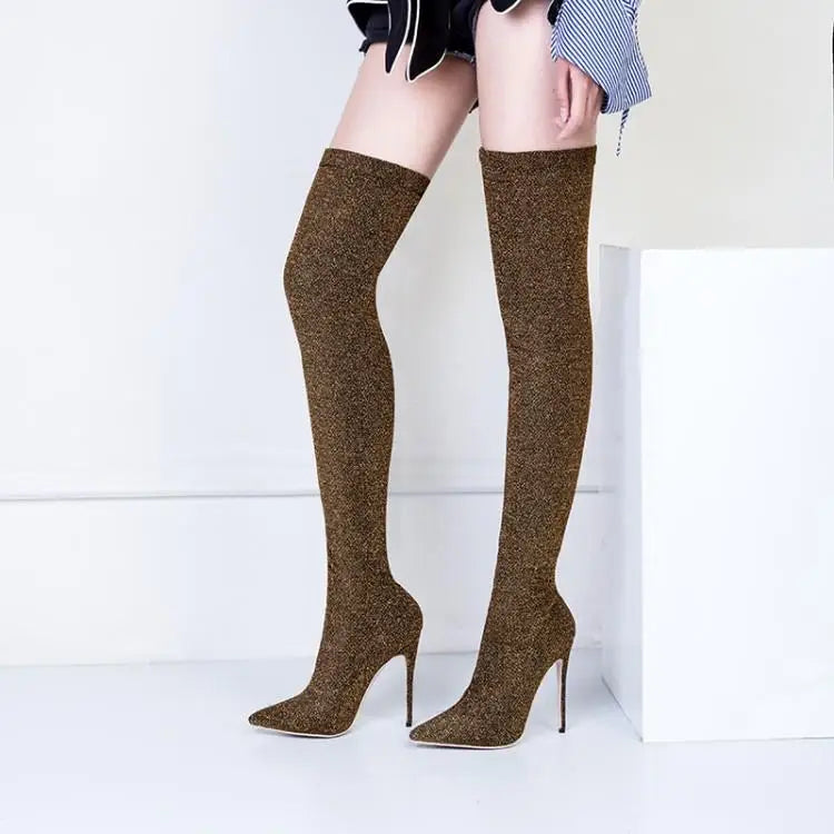 Elastic cloth Over the knee Boots