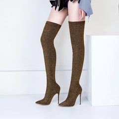 Elastic cloth Over the knee Boots