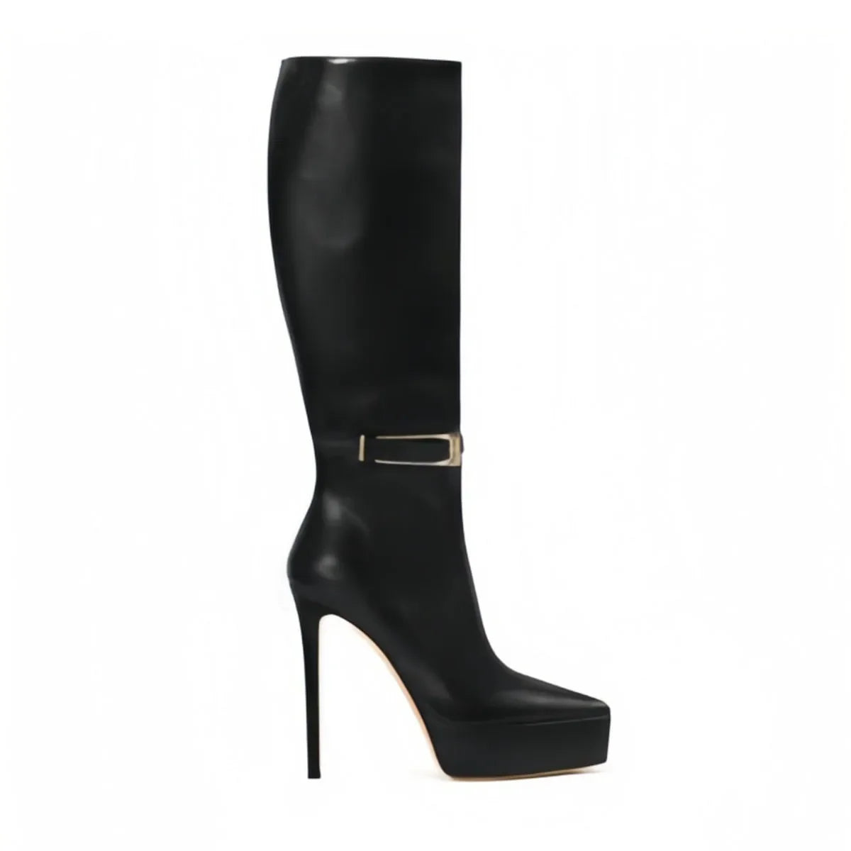 Spring Pointed toe Super high heel Side zipper Knee high Boots