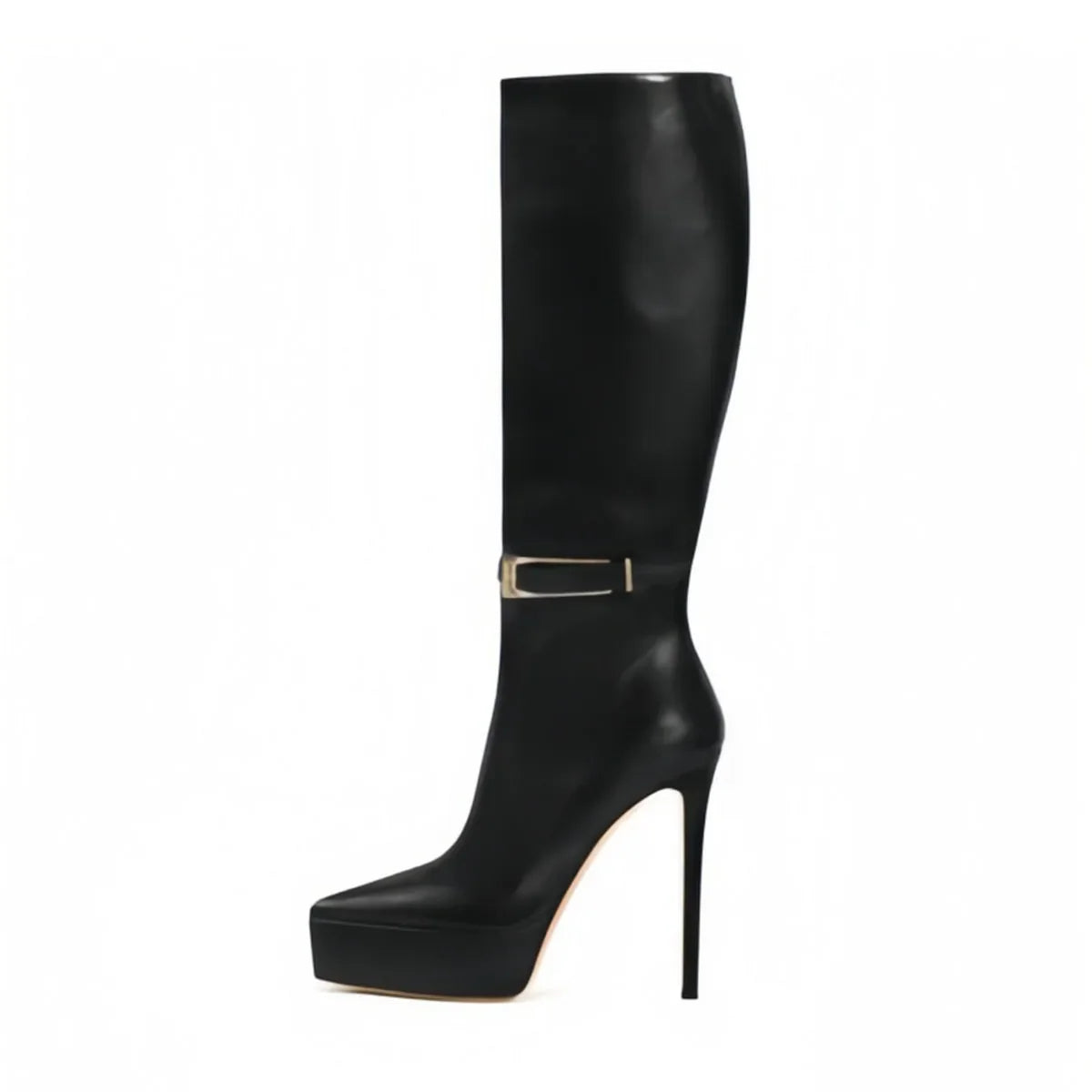 Spring Pointed toe Super high heel Side zipper Knee high Boots