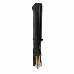 Spring Pointed toe Super high heel Side zipper Knee high Boots