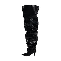 Spring red PU Large tubular Boots