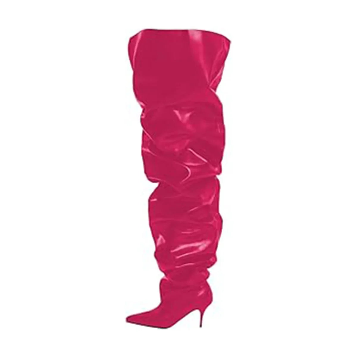 Spring red PU Large tubular Boots