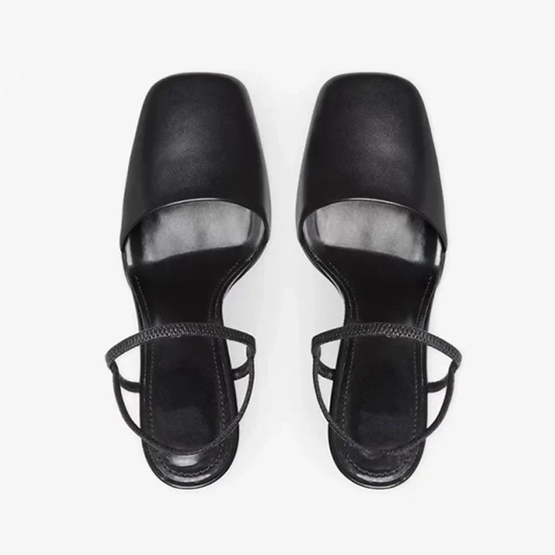 Square Toe Ankle Strap Chunky Heels High Heel