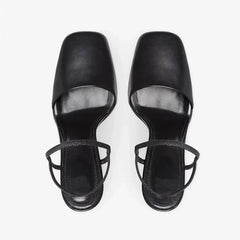 Square Toe Ankle Strap Chunky Heels High Heel