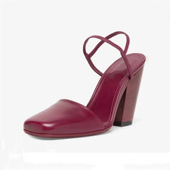 Square Toe Ankle Strap Chunky Heels High Heel