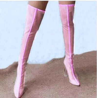 Summer Mesh Crystal heel Over the Knee High Boots