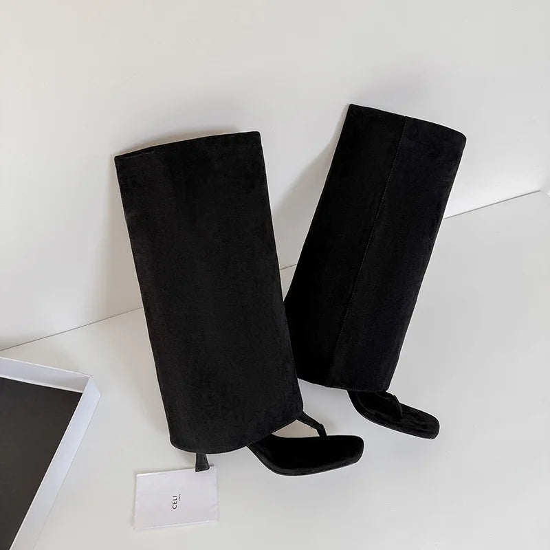 Summer Suede Turned-over Edge Trouser legs Boots