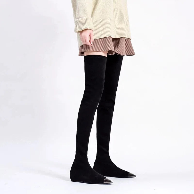 Winter Black Woman's Thigh High Boots