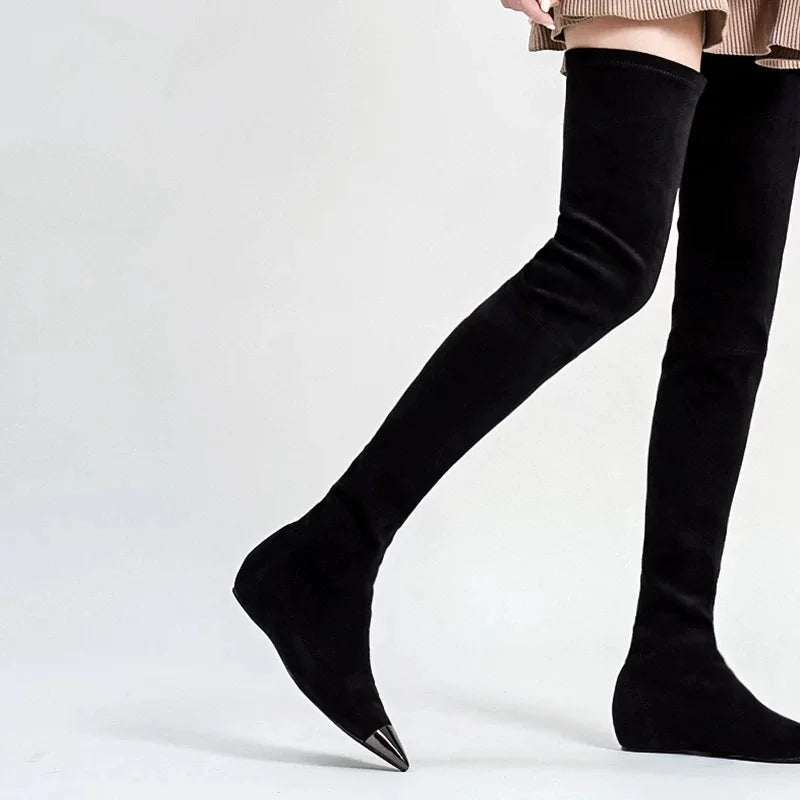 Winter Black Woman's Thigh High Boots