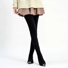 Winter Black Woman's Thigh High Boots