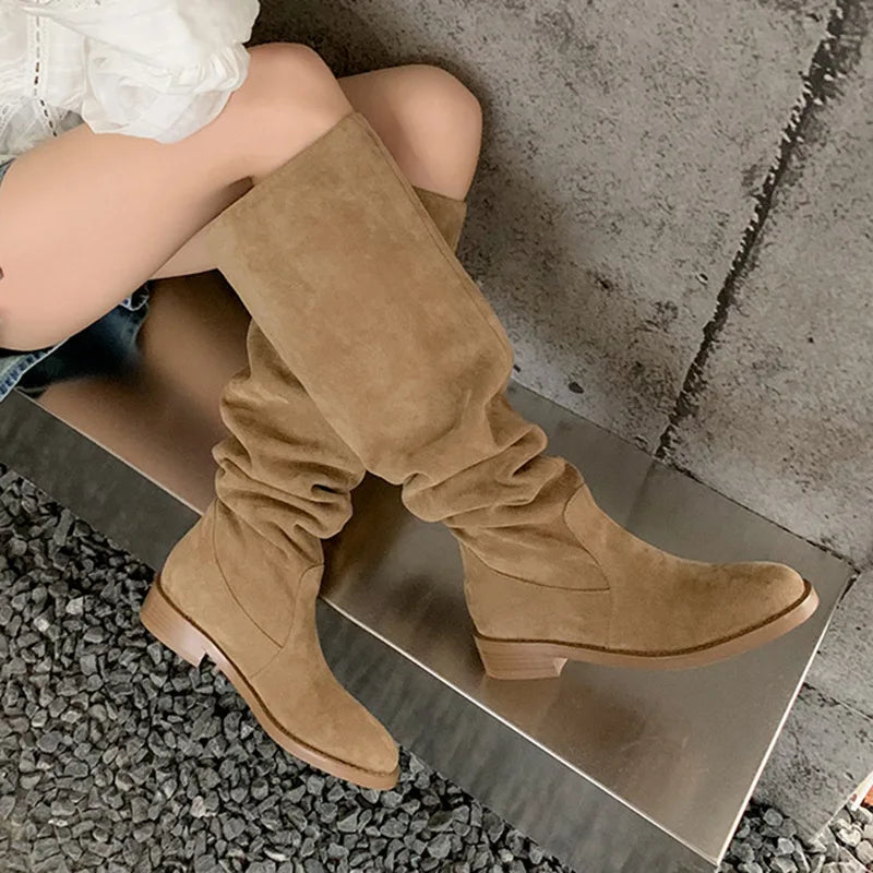 Women's Brown Suede Knee High Boots