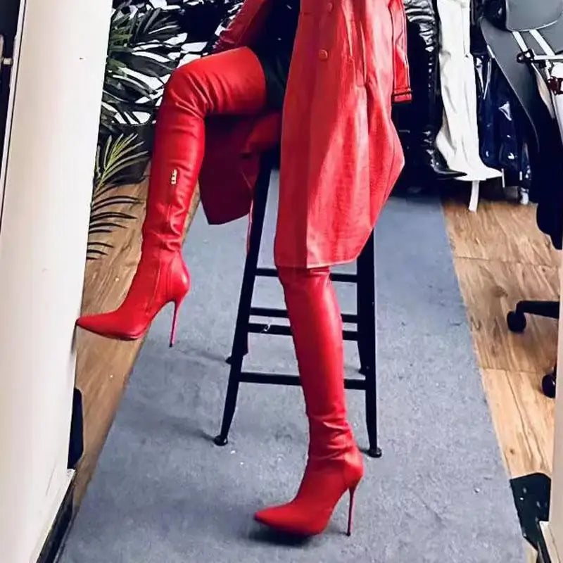 Women's Patent Leather Skinny Boots