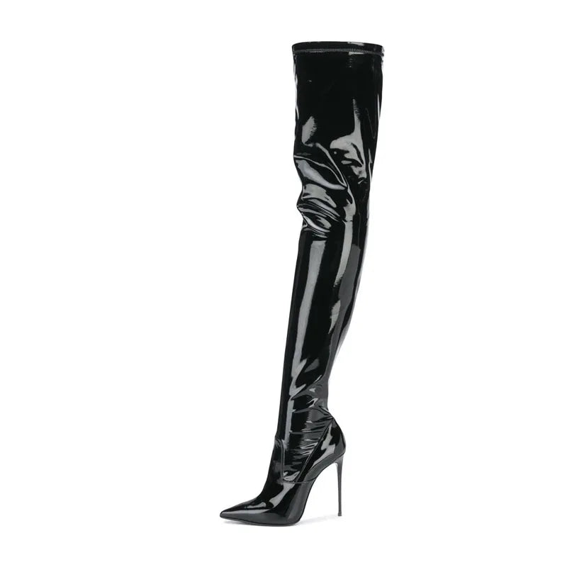 Women's Patent Leather Skinny Boots