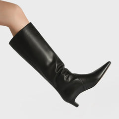 Women's White Cowhide Knee High Boots