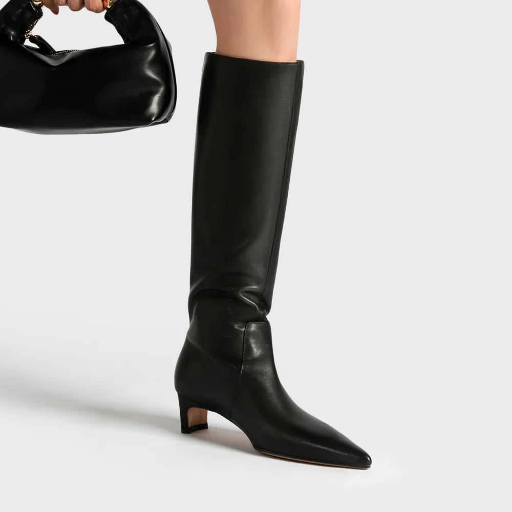 Women's White Cowhide Knee High Boots
