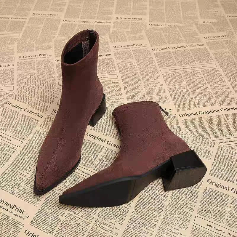 Autumn Winter Vintage Suede Women Ankle Boots