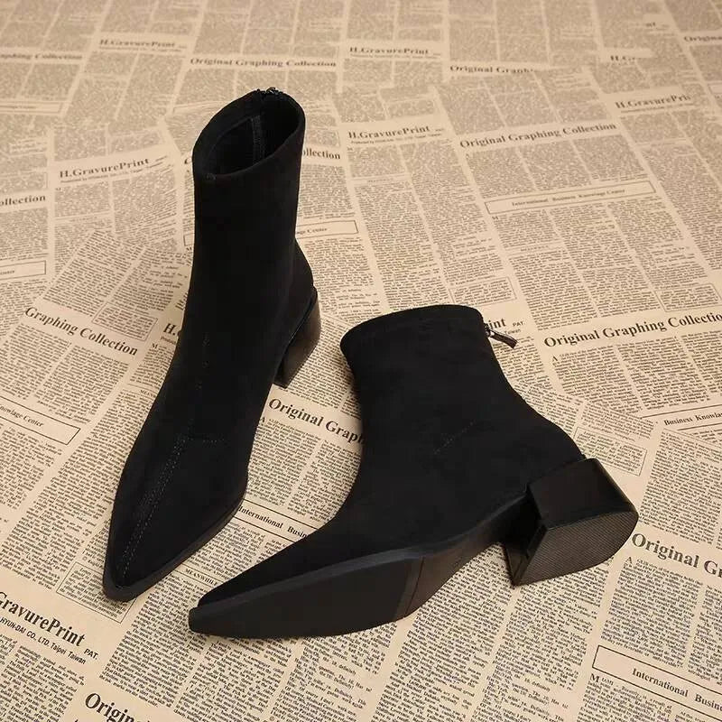 Autumn Winter Vintage Suede Women Ankle Boots