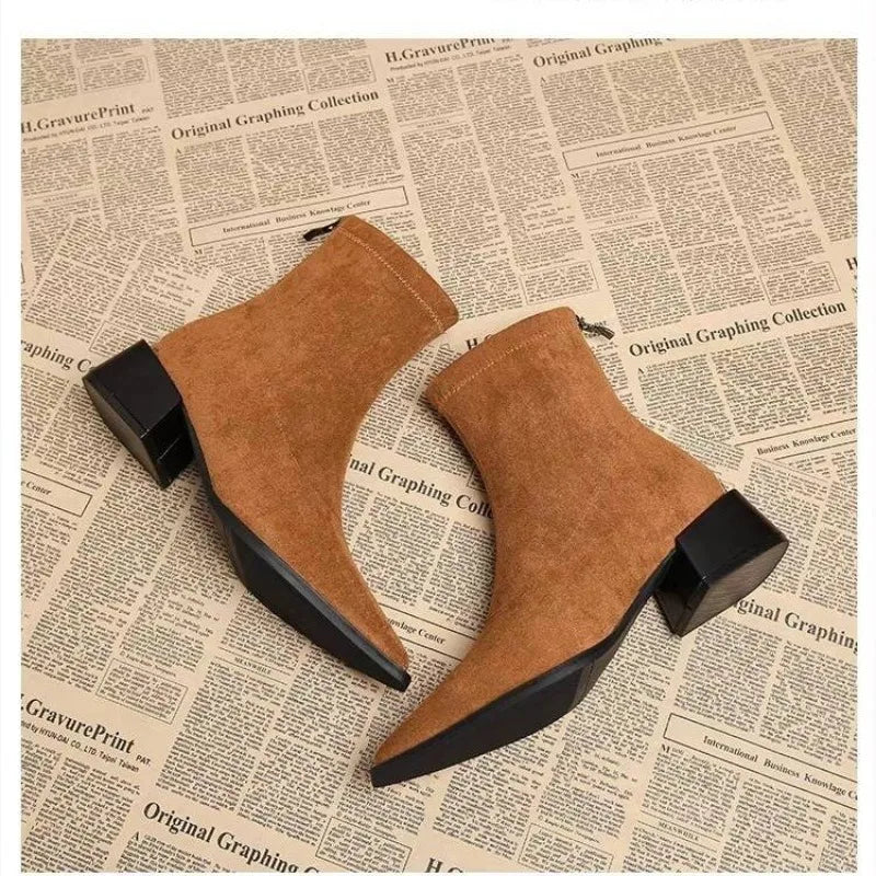 Autumn Winter Vintage Suede Women Ankle Boots