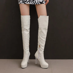 Black Sexy Stiletto Heels Platform Knee High Boots