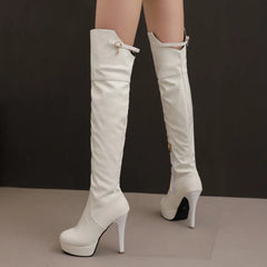 Black Sexy Stiletto Heels Platform Knee High Boots