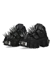 Black Thick Sole Spiked Rivet Motorcycle Boots