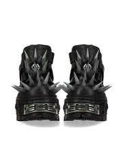 Black Thick Sole Spiked Rivet Motorcycle Boots