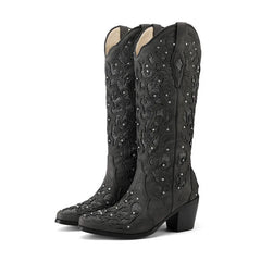 Bling Crystals Western Cowboy Women Knee-high Boots