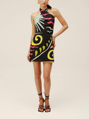 Veneta Backless Halter Mini Dress