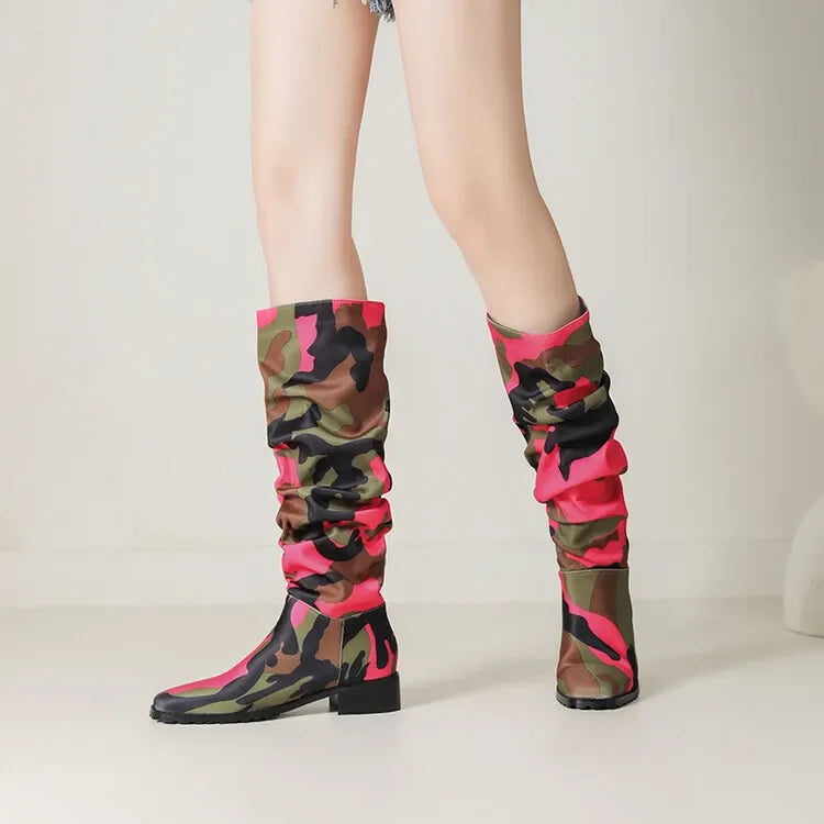 Camouflage Knee High Boots