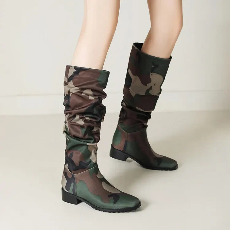 Camouflage Knee High Boots