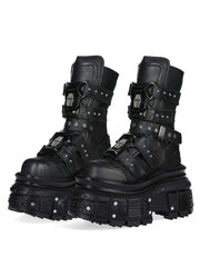 Cyberpunk Metal Black Motorcycle Boots