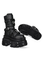 Cyberpunk Metal Black Motorcycle Boots