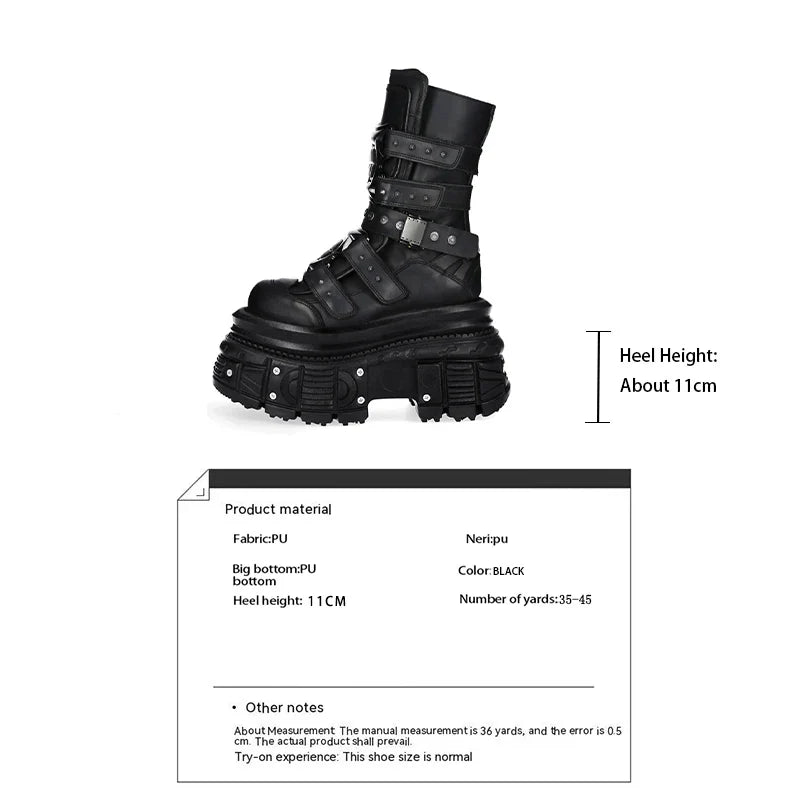 Cyberpunk Metal Black Motorcycle Boots
