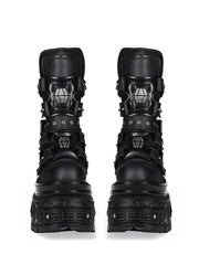 Cyberpunk Metal Black Motorcycle Boots
