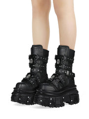 Cyberpunk Metal Black Motorcycle Boots