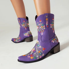 Embroidery Western Boot Women Ankle Boots