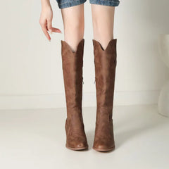 Pink Embroidery Western Boots