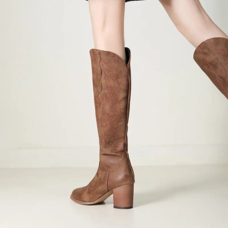 Pink Embroidery Western Boots