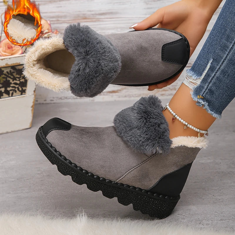 Faux Suede Platform Snow Boots