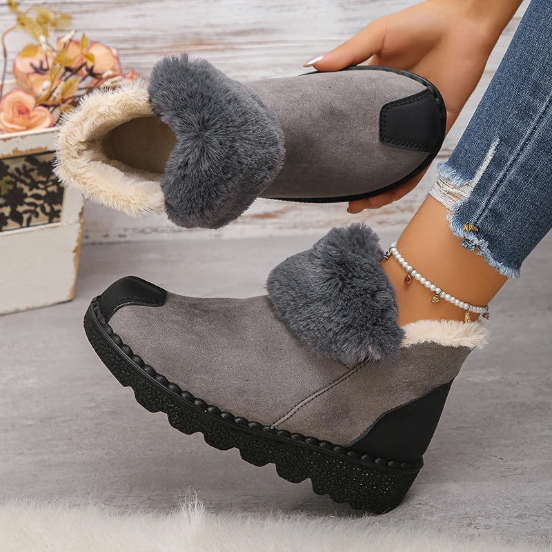 Faux Suede Platform Snow Boots