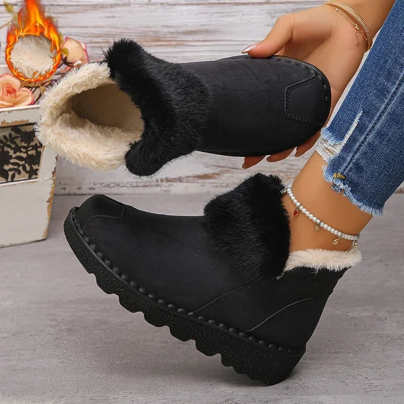 Faux Suede Platform Snow Boots