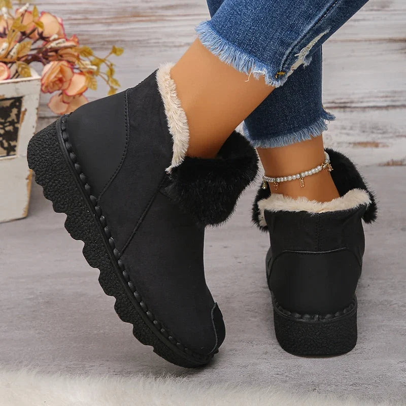 Faux Suede Platform Snow Boots